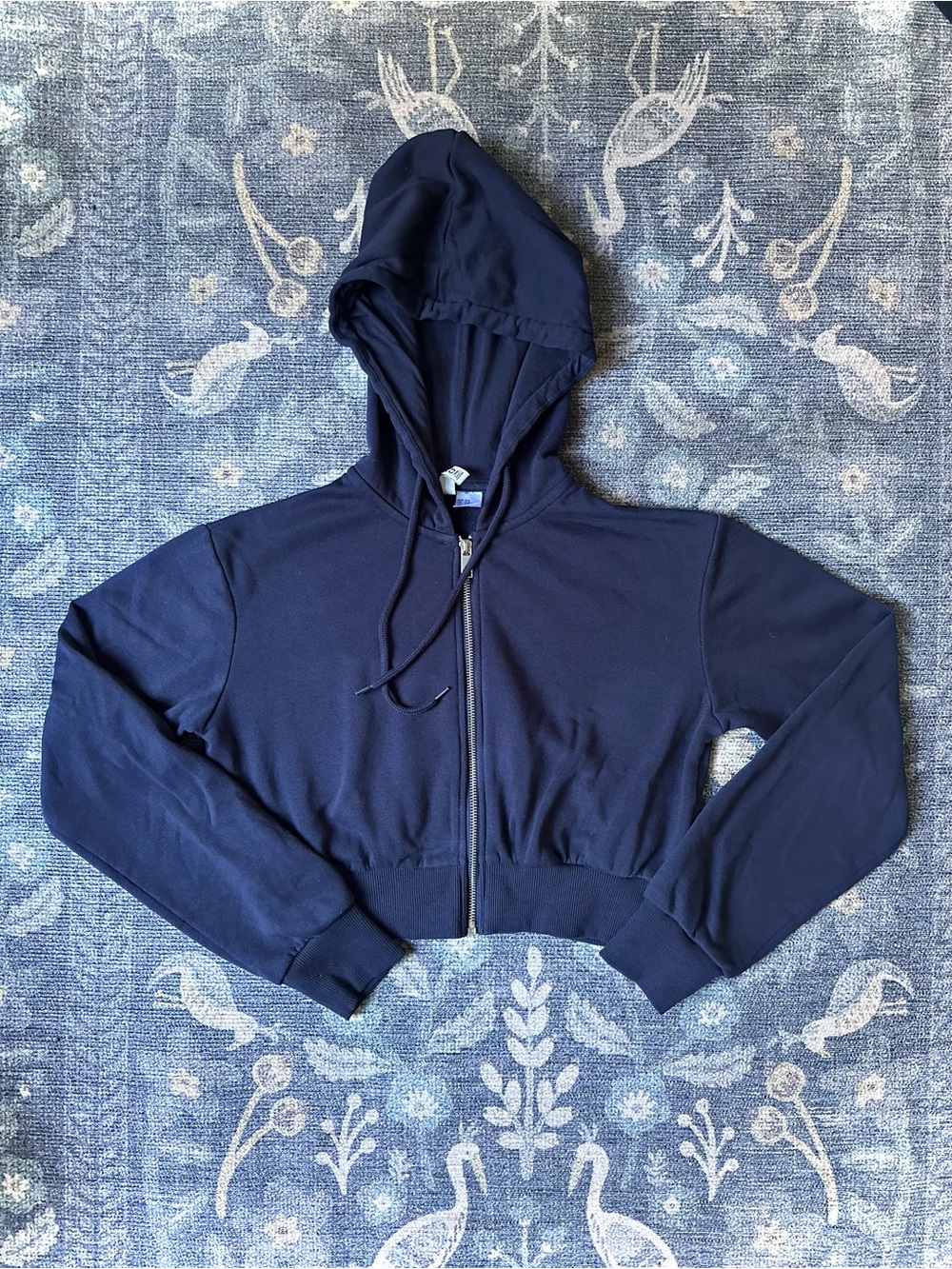 Divided Navy Cropped Full Zip Hoodie